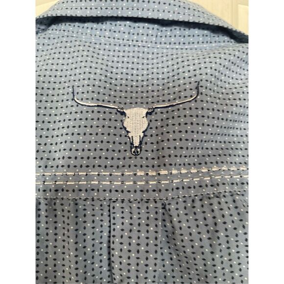Cowboy Hardware Mens Blue 100% Cotton Short Sleeve Button Up Shirt Size Large - Picture 11 of 12